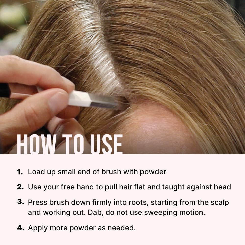 Color Wow Root Cover Up Dark Blonde 2.1g application guide for roots and hairline