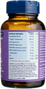 Supplement facts & ingredients image: Wiley’s Finest Bold Vision ingredient panel bottle 60 count