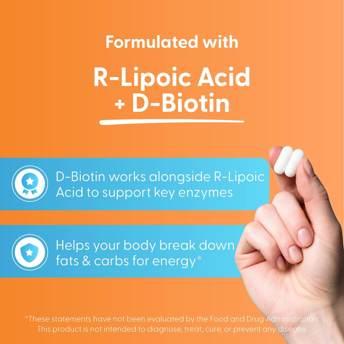 Doctor's Best Stabilized R-Lipoic Acid, bottle packaging, unflavoured, 100mg, 180 veggie capsules, daily use instructions