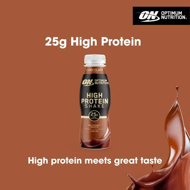 Optimum Nutrition High Protein Shake chocolate flavour ready to drink 330ml 12 pack lifestyle use image