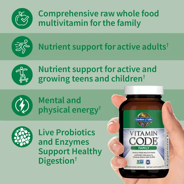 Garden of Life Vitamin Code Family Multi - Whole Food Multivitamin 120 Capsules