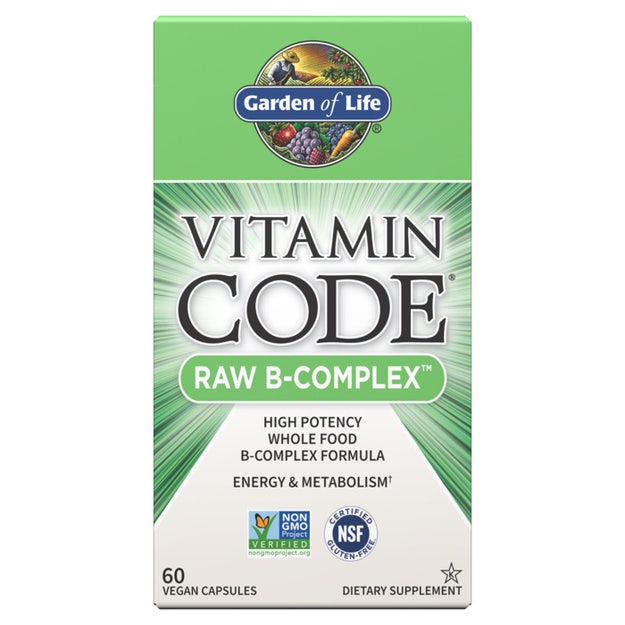 Box of Garden of Life Raw B Complex vitamin, 60 vegan capsules.