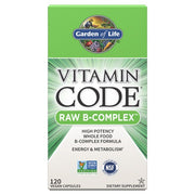 Box of Garden of Life Raw B Complex vitamin, 120 vegan capsules.