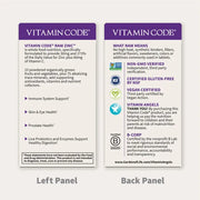 Supplement facts and ingredients for Raw Zinc with whole food blend.
