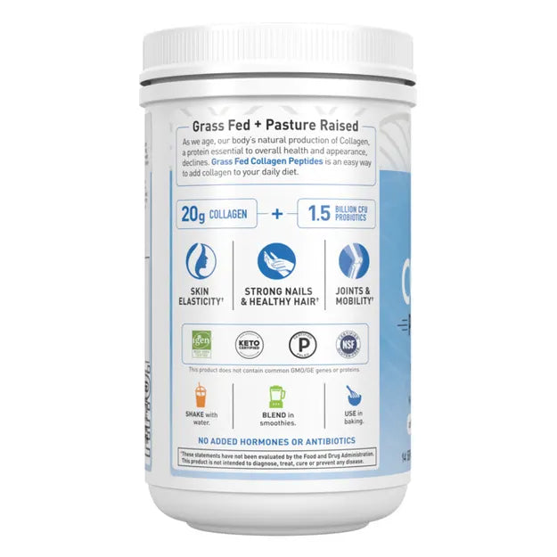 Supplement facts for Unflavored Collagen Peptides.