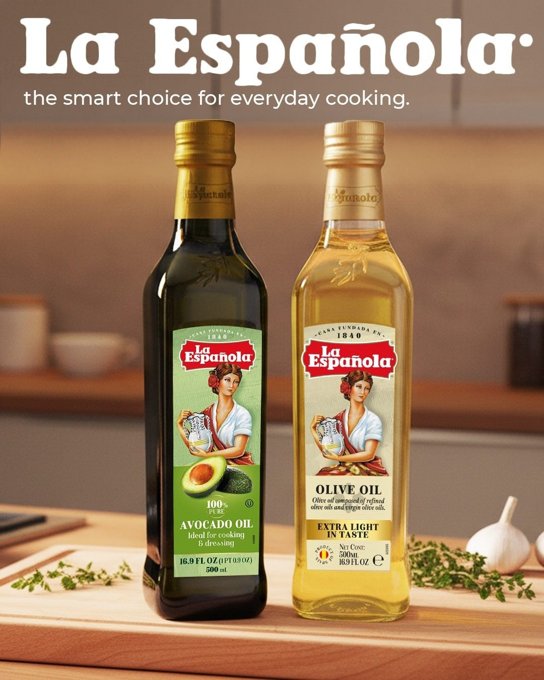 La Española Avocado Oil for Cooking & Dressing - 1L & Olive Oil