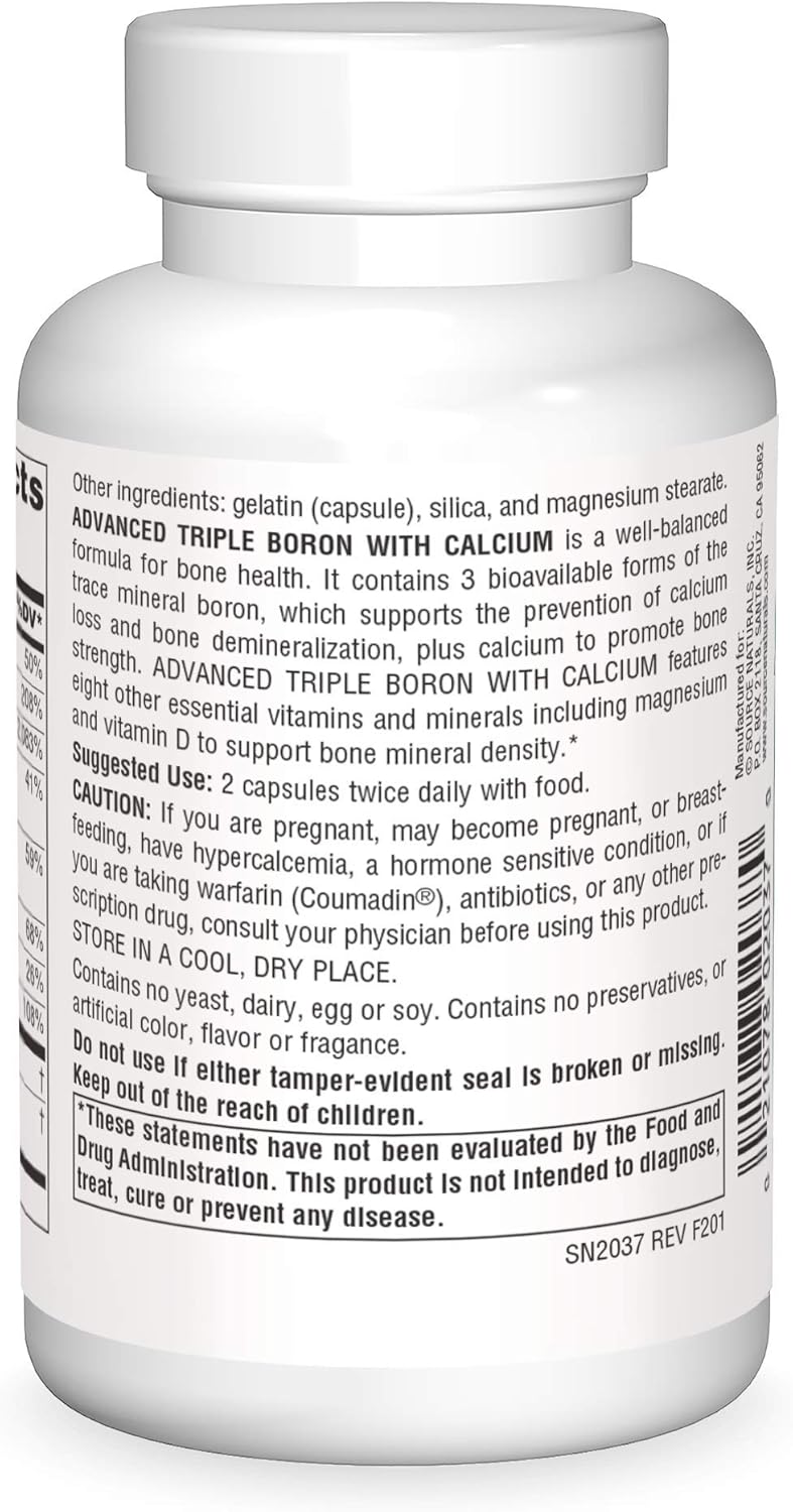 Barcode image: Source Naturals Advanced Triple Boron with Calcium capsules bottle barcode 120 count