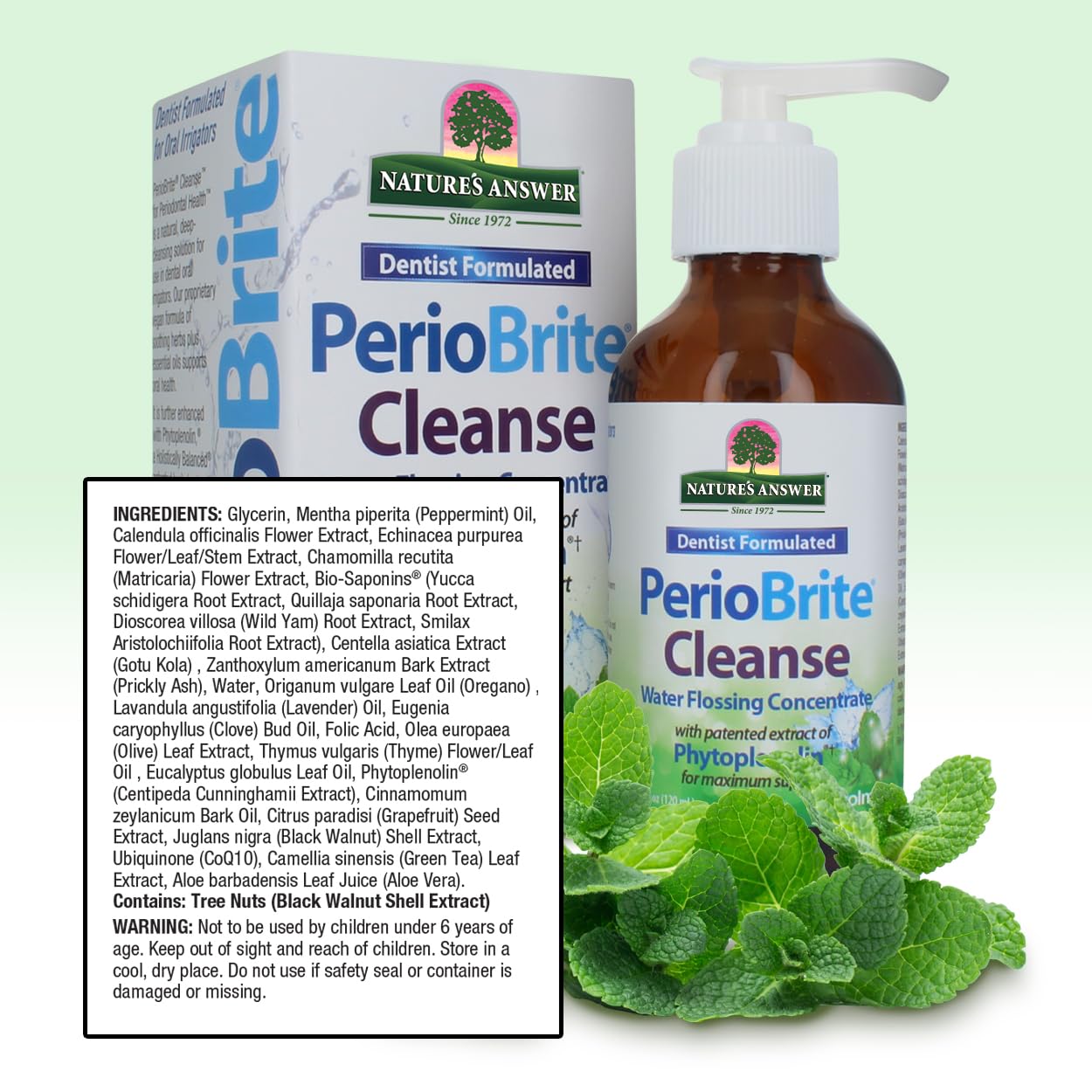 Nature’s Answer PerioBrite Cleanse oral concentrate 120ml ingredients and directions