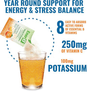How to Use: Ener-B+ Sugar Free Orange sachet mixing instructions 30 sachets on white background