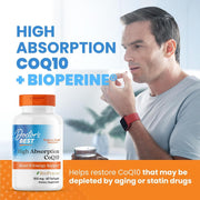 Doctor's Best High Absorption CoQ10 with BioPerine, bottle packaging, unflavoured, 100mg, 60 or 120 softgels, daily dietary supplement use