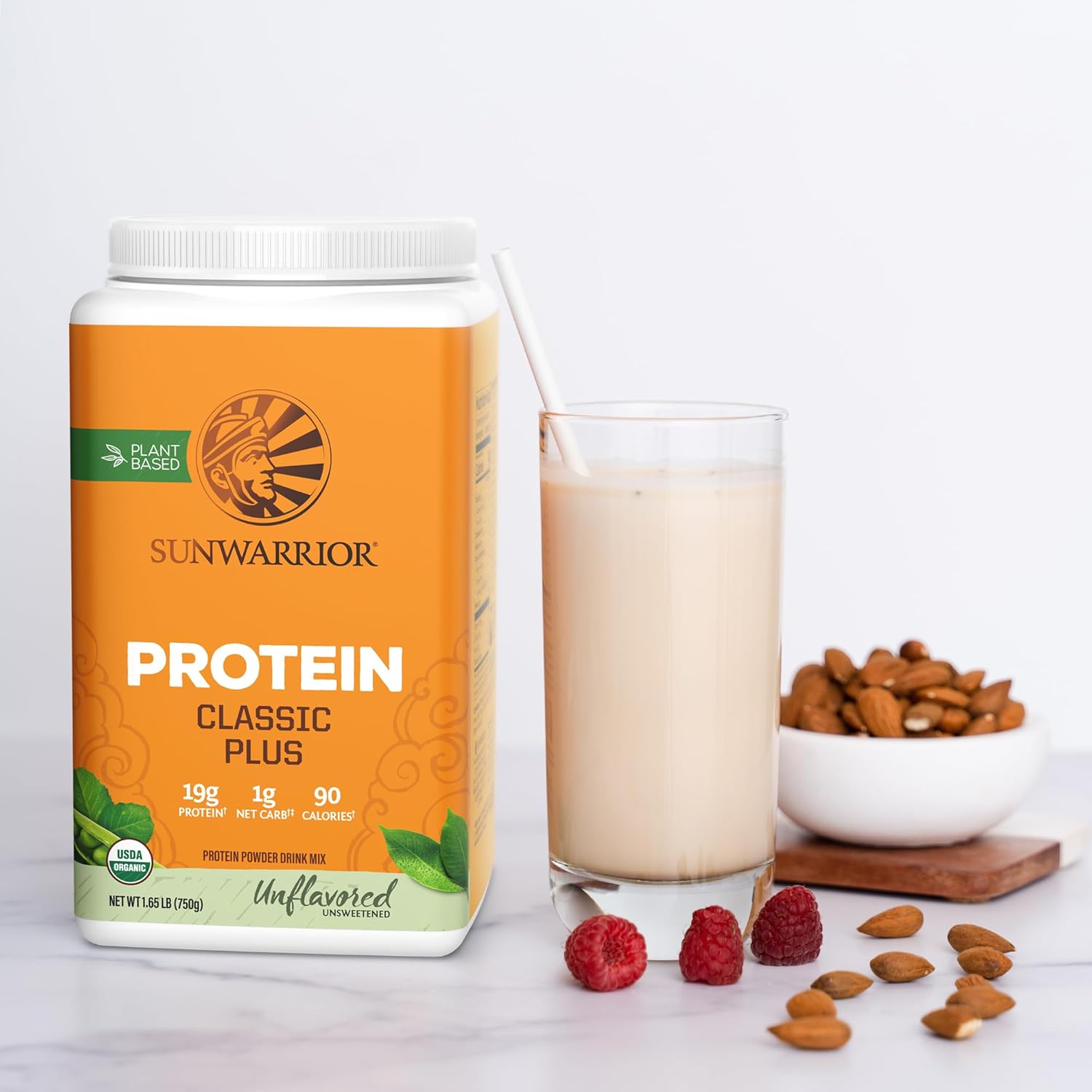 Sunwarrior Classic Plant Protein, Unflavoured & Organic shake