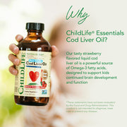 ChildLife Essentials Cod Liver Oil kids liquid supplement strawberry flavour 237ml