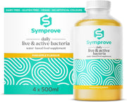 Symprove Liquid Probiotic Pineapple 4 x 500ml multipack bottles live active bacteria supplement front view
