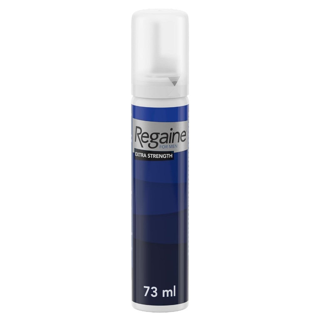 Regaine For Men Extra Strength 5% Minoxidil Scalp Foam, aerosol can packaging, no flavour, 73ml