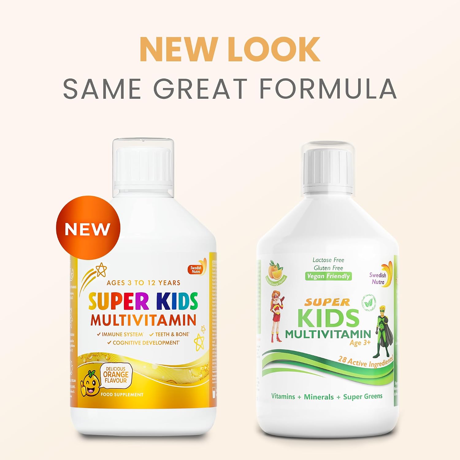 Swedish Nutra Super Kids Multivitamin Liquid Orange 500ml new look