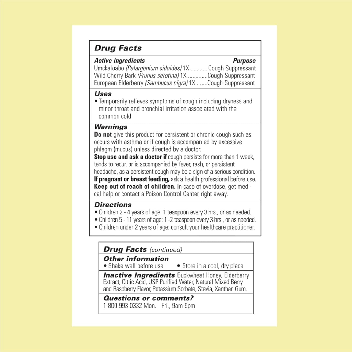 ChildLife Essentials Formula 3 supplement facts elderberry wild cherry bark 118.5ml