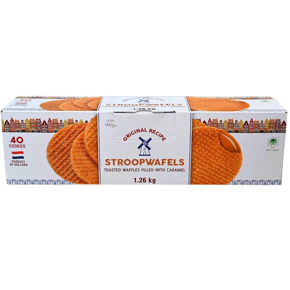Le Chic Pâtissier Original Stroopwafels, box packaging, caramel flavour, 1.26kg, 40 waffles