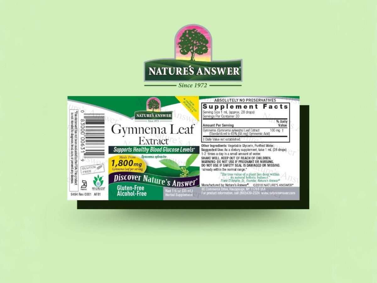 Nature’s Answer Gymnema Leaf alcohol-free liquid extract 30ml barcode
