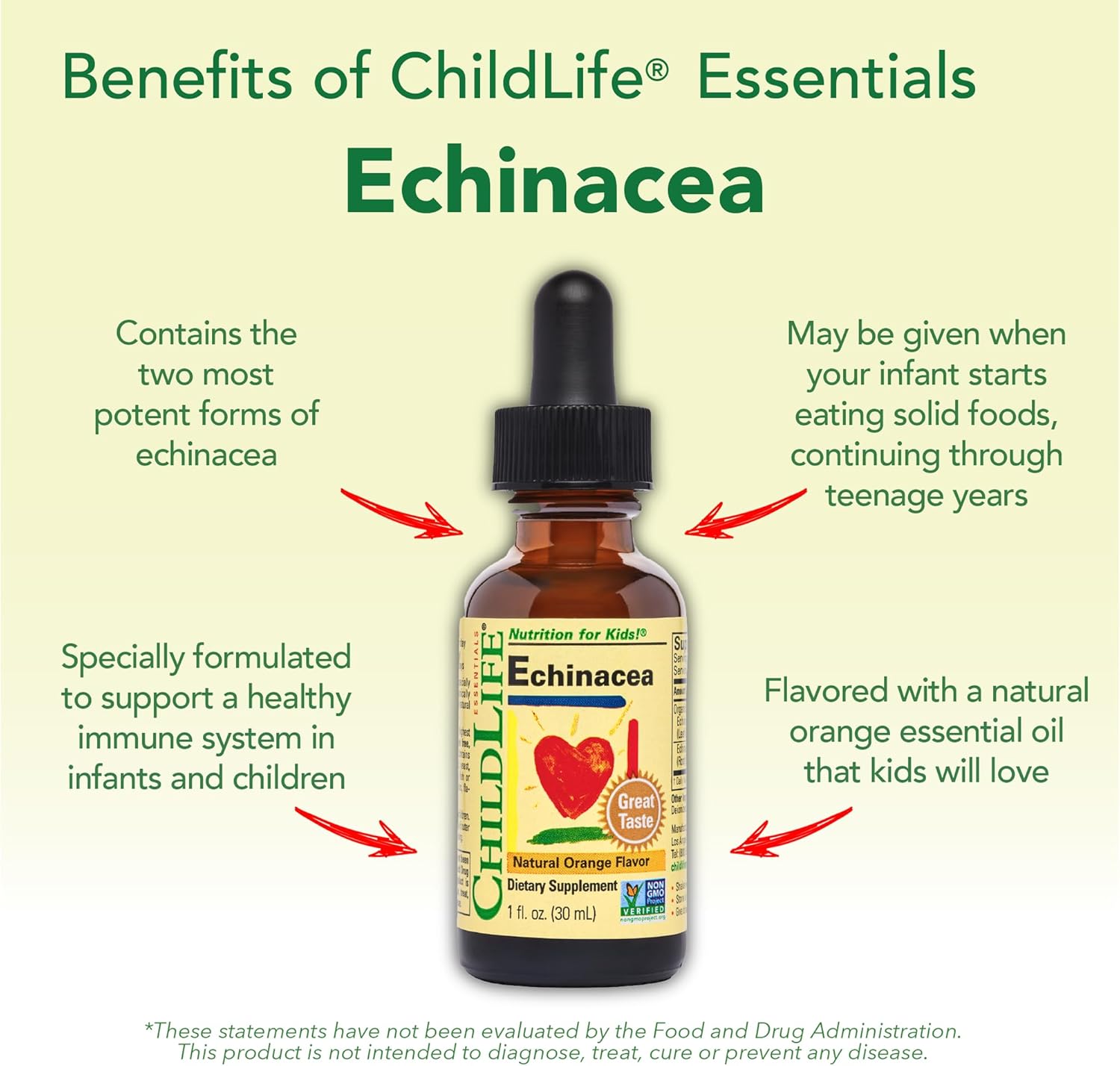 ChildLife Essentials Echinacea drops key benefits herbal extracts orange 30ml
