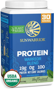 Sunwarrior Organic Plant-Based Protein Powder tub, unflavoured 750g.
