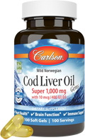 Carlson Cod Liver Oil Gems 1000 mg Softgels with Vitamin D3