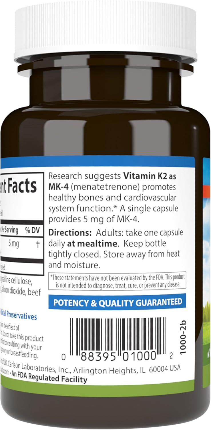 Barcode image: Carlson Vitamin K2 MK4 capsules barcode bottle 60 count
