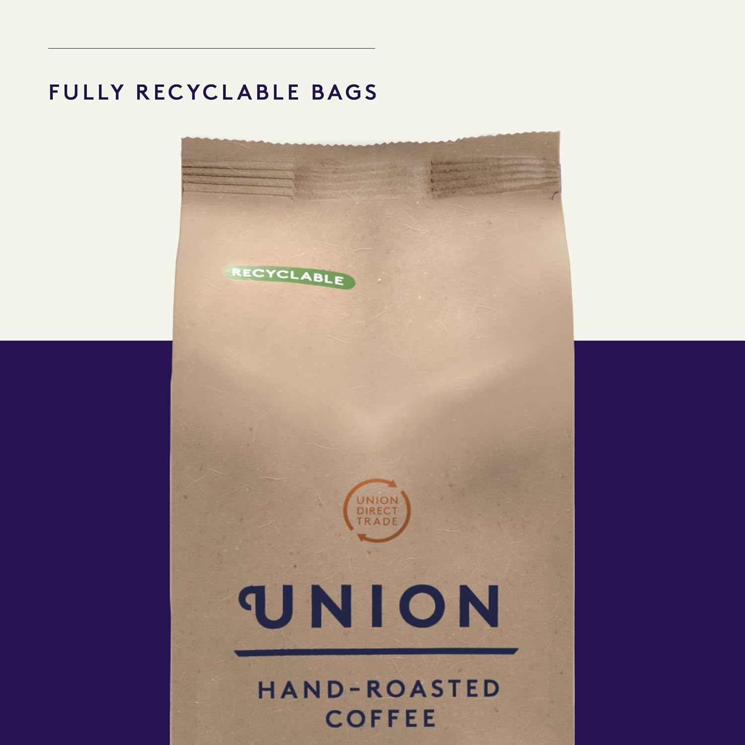 Union Natural Spirit Organic Blend Ground Coffee for Cafetiere recyclable bags.
