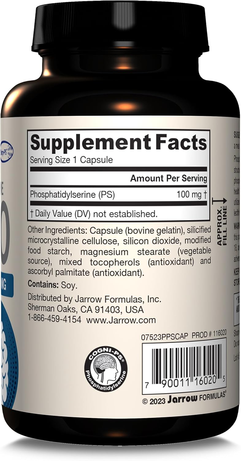 Barcode Image: Jarrow Formulas PS100 phosphatidylserine 100mg capsules 120 count barcode packaging