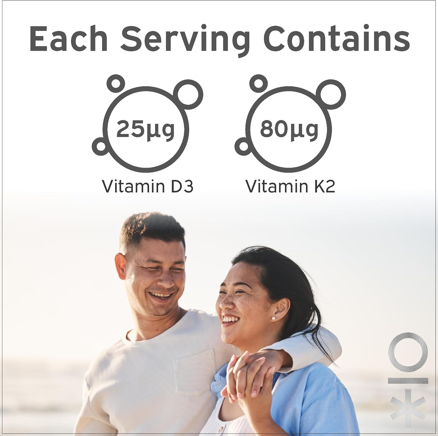 Supplement facts panel for Nutriburst Vegan D3 & K2 Gummies.