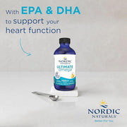 Nordic Naturals Ultimate Omega Lemon Flavoured Liquid Fish Oil bottle, 119ml