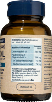 Supplement Facts & Ingredients Image: Wiley's Finest fish oil Peak EPA ingredients label 30 capsules bottle