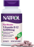 Natrol Snel Oplosbare Vitamine B12 5000mcg Aardbei – 100 Tabletten