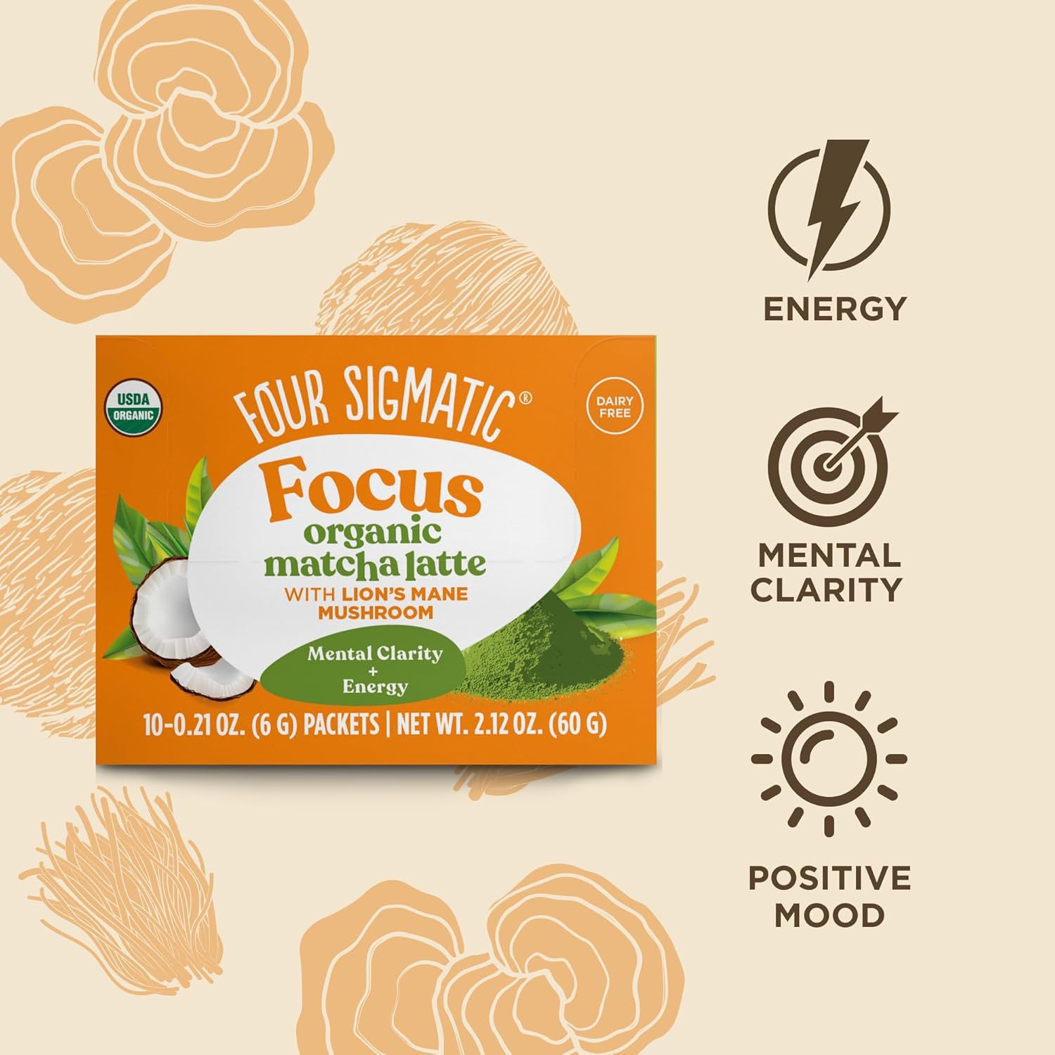 Four Sigmatic Organic Matcha Latte Mix, Dairy-Free - 10 Packets