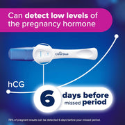 Clearblue pregnancy test kit packaging information label 6 days before period