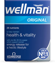 Wellman Original Health & Vitality Multivitamins 30 tablets box for men's daily supplement