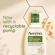 White background product barcode and details for Aveeno Daily Moisturising Lotion.