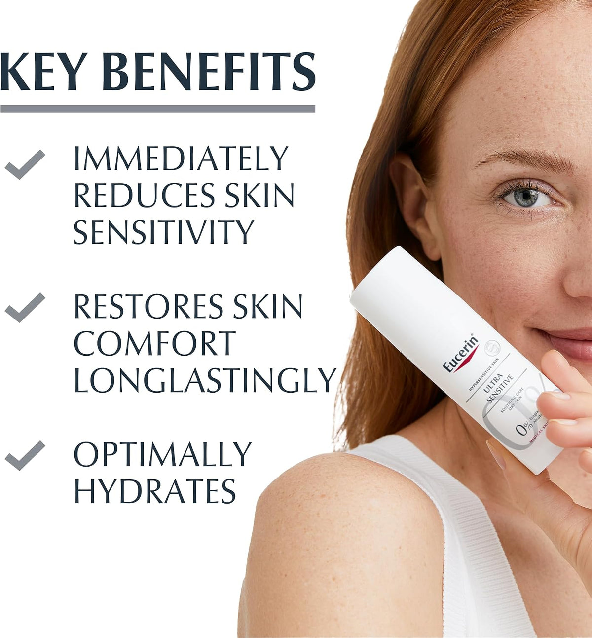 Eucerin Ultra Sensitive Soothing Care dry skin facial cream 50ml tube lifestyle use image