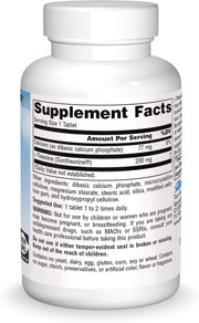 Supplement facts & ingredients image: Source Naturals L-Theanine 200mg Suntheanine tablets ingredient panel 30 count