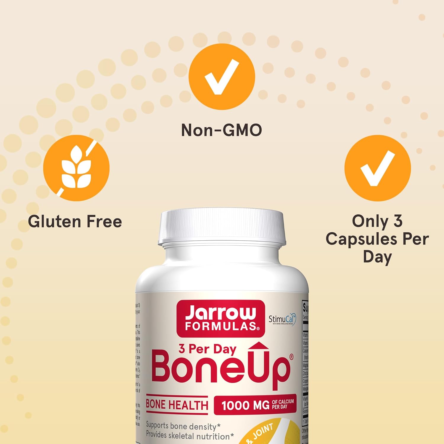 Jarrow Formulas BoneUp 3 Per Day 1000mg Calcium Capsules
