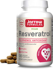 Front Image: Jarrow Formulas Resveratrol 100mg 120 veggie capsules front packaging bottle