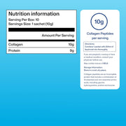 Supplement facts & ingredients image: Vital Proteins Collagen Peptides sachets unflavoured 10 pack 10g each ingredients label
