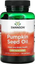 Swanson Pompoenpitolie 100 Softgels | 1000 mg | Ondersteuning voor Hart, Hersenen & Prostaat