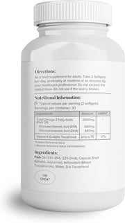 Supplement facts panel showing high EPA and DHA concentration.