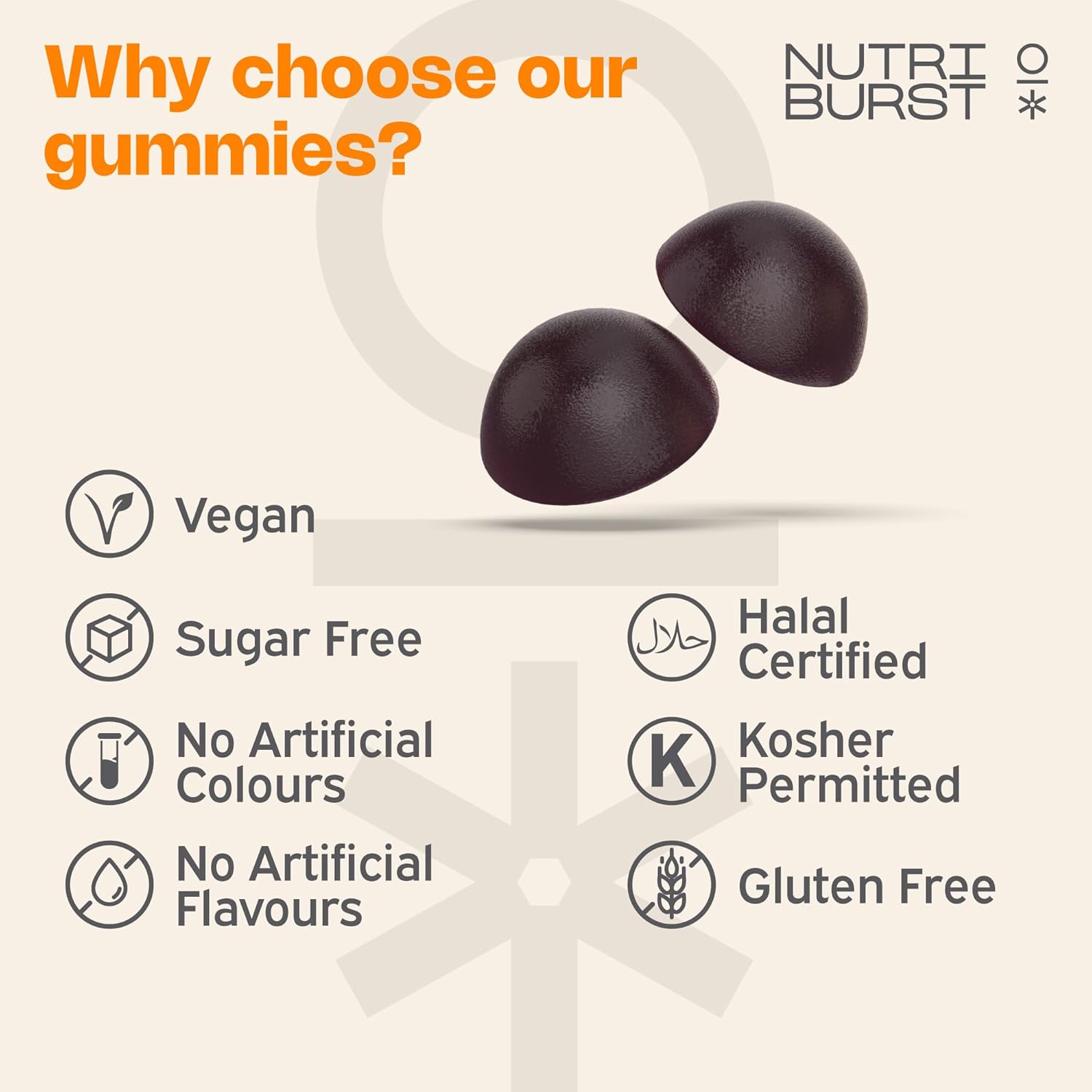 Nutriburst Immune Support Gummies - Vitamin C, D3, Zinc & Elderberry - 60 Count