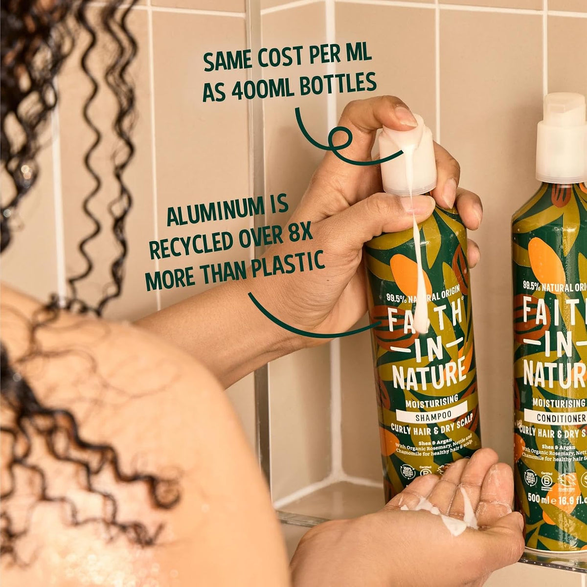 Faith In Nature Shea & Argan Moisturising Shampoo, bottle packaging, shea and argan, 500ml, hair care
