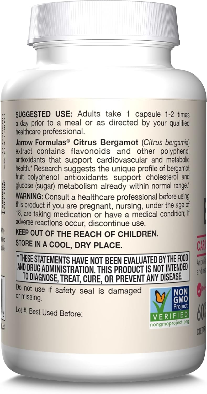 How to Use Image: Jarrow Formulas Citrus Bergamot 500mg veggie capsules usage instructions