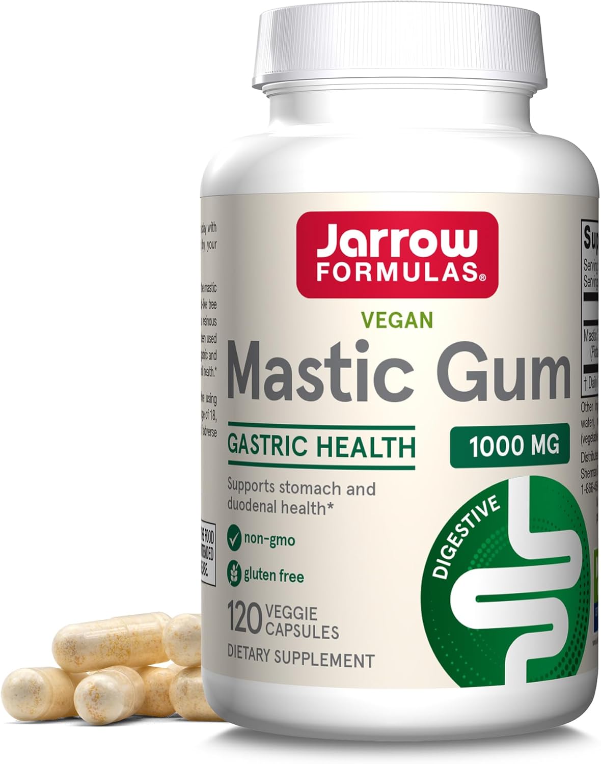 Front Image: Jarrow Formulas mastic gum 1000mg veggie 120 capsules front packaging bottle