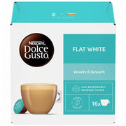 Nescafé Dolce Gusto Flat White Coffee Capsules 16 pack front packaging