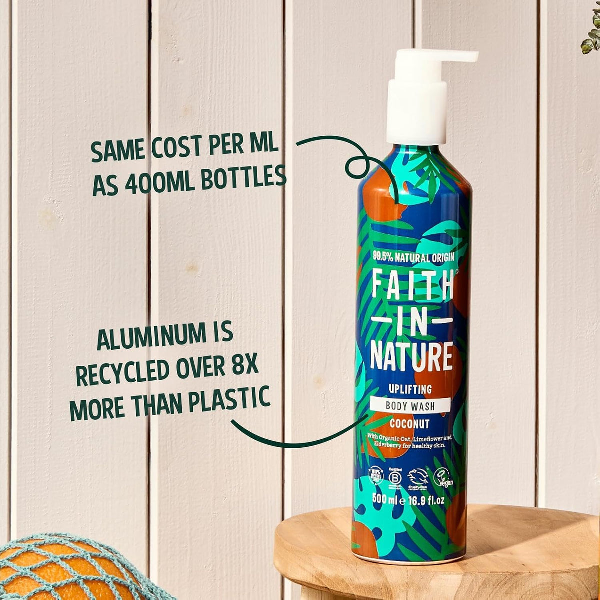 Faith In Nature Uplifting Body Wash Coconut 500ml bottle product information