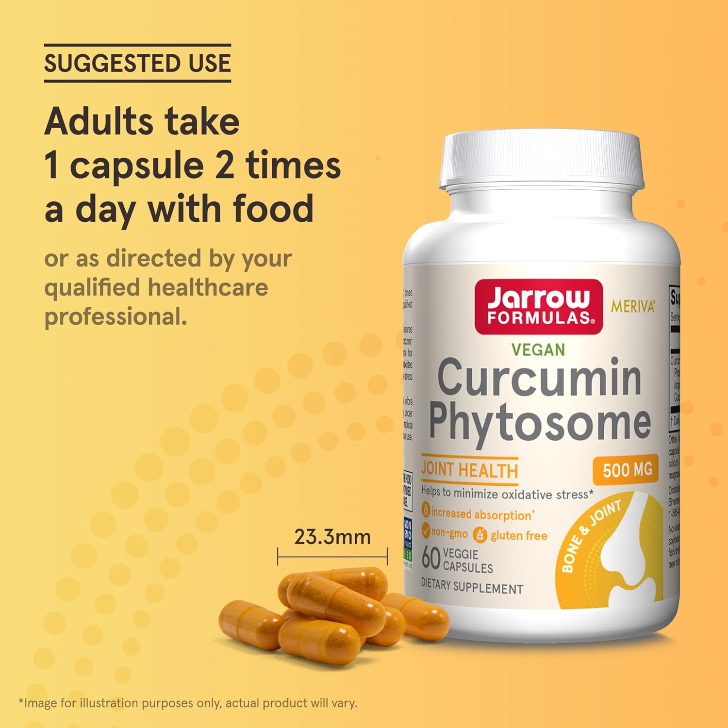 How to Use Image: Jarrow Formulas Curcumin Phytosome 500mg veggie capsules usage instructions